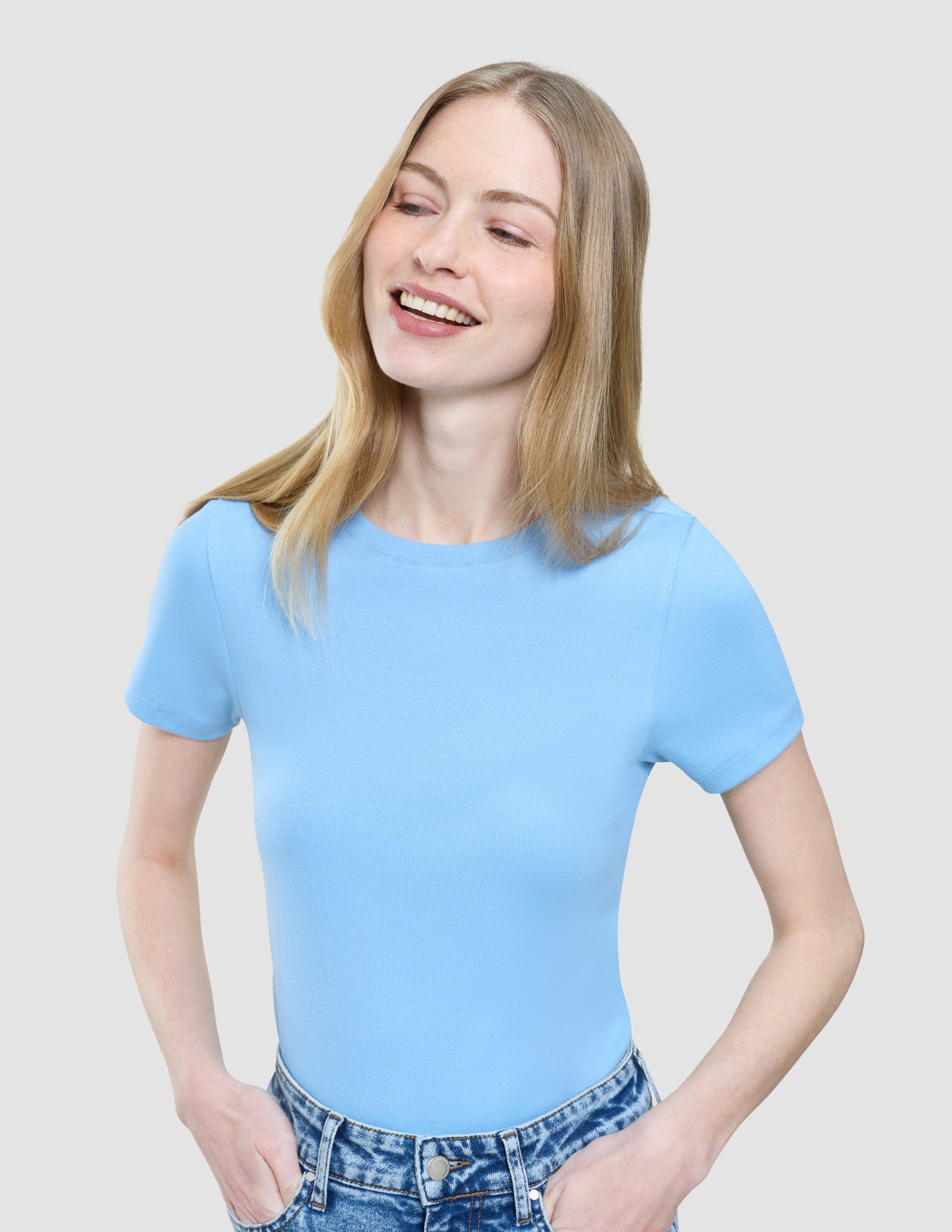 Women's Rib T-Shirt Blissful Blue